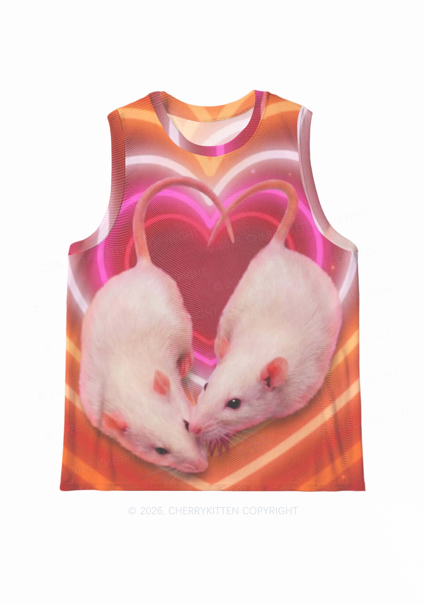 Lesbian Heart Rats Pride Y2K Mesh Muscle Tank Cherrykitten