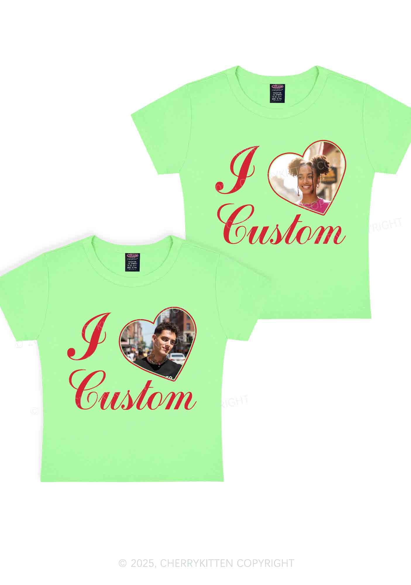 I Love Custom Heart Photo Y2K Valentine's Day Baby Tee Cherrykitten