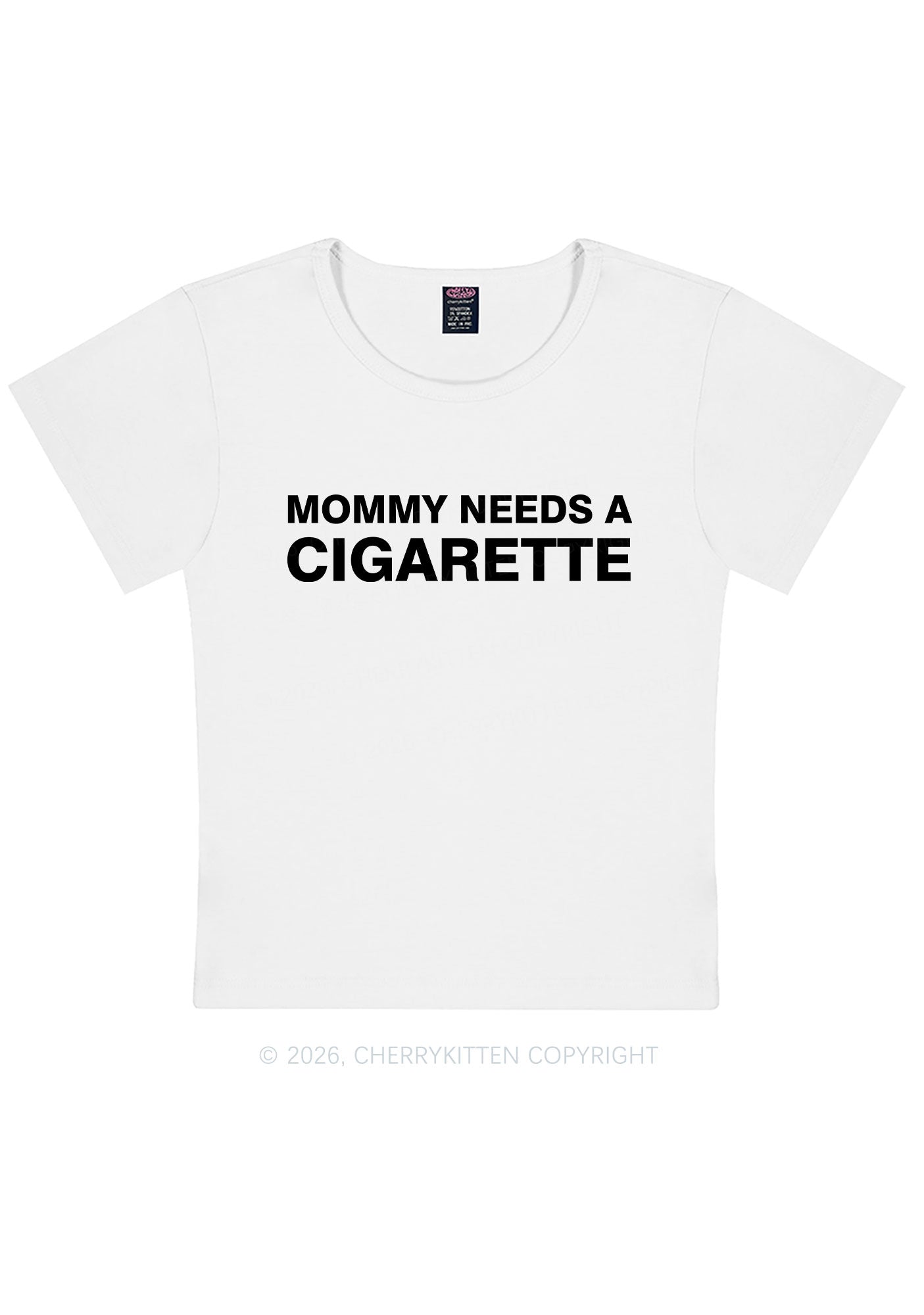 Mommy Needs A Cigarette Y2K Baby Tee Cherrykitten