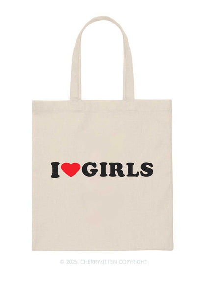 I Love Girls Pride Y2K Canvas Tote Bag Cherrykitten