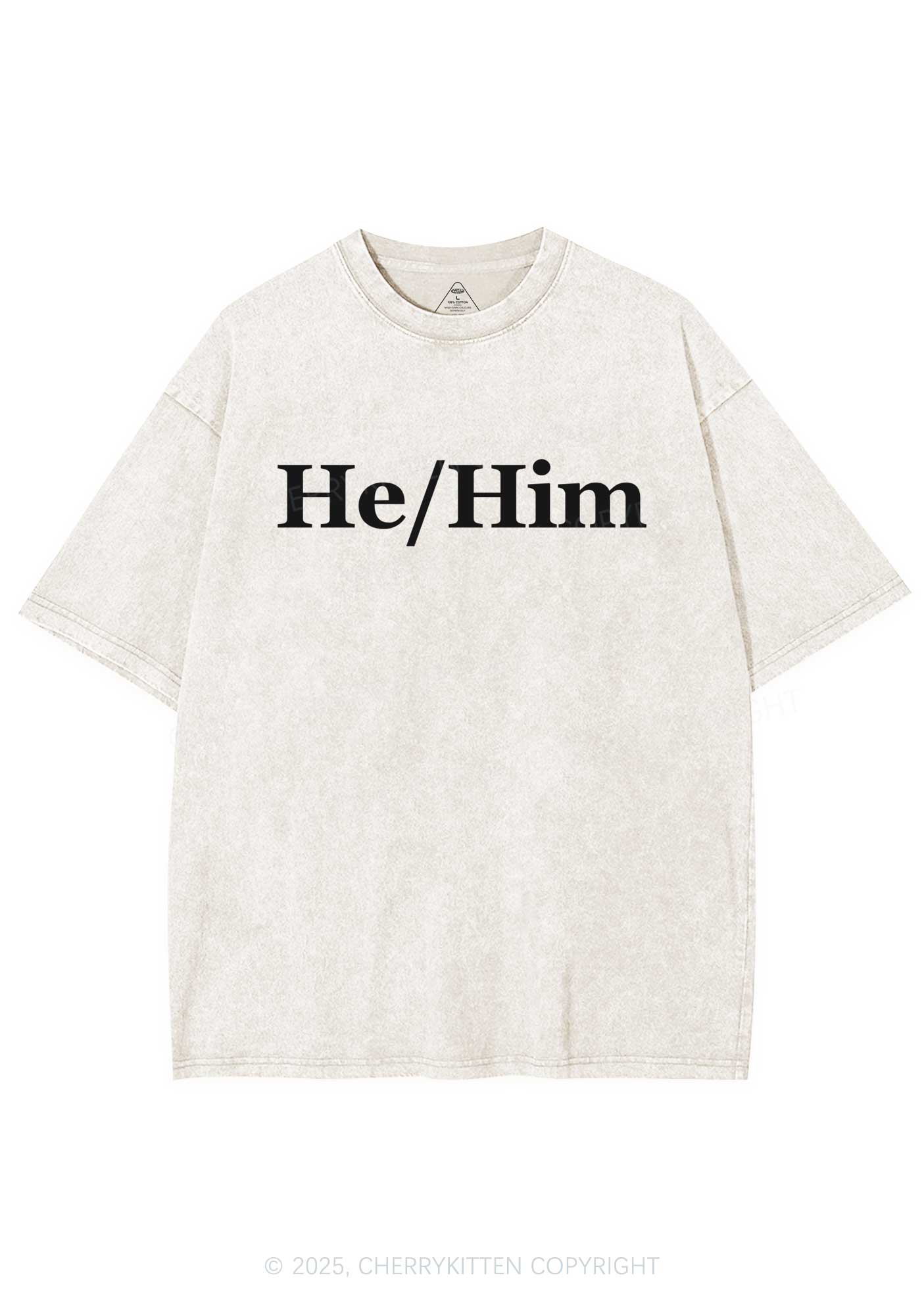 He Or Him Y2K Shirts Washed Tee Cherrykitten