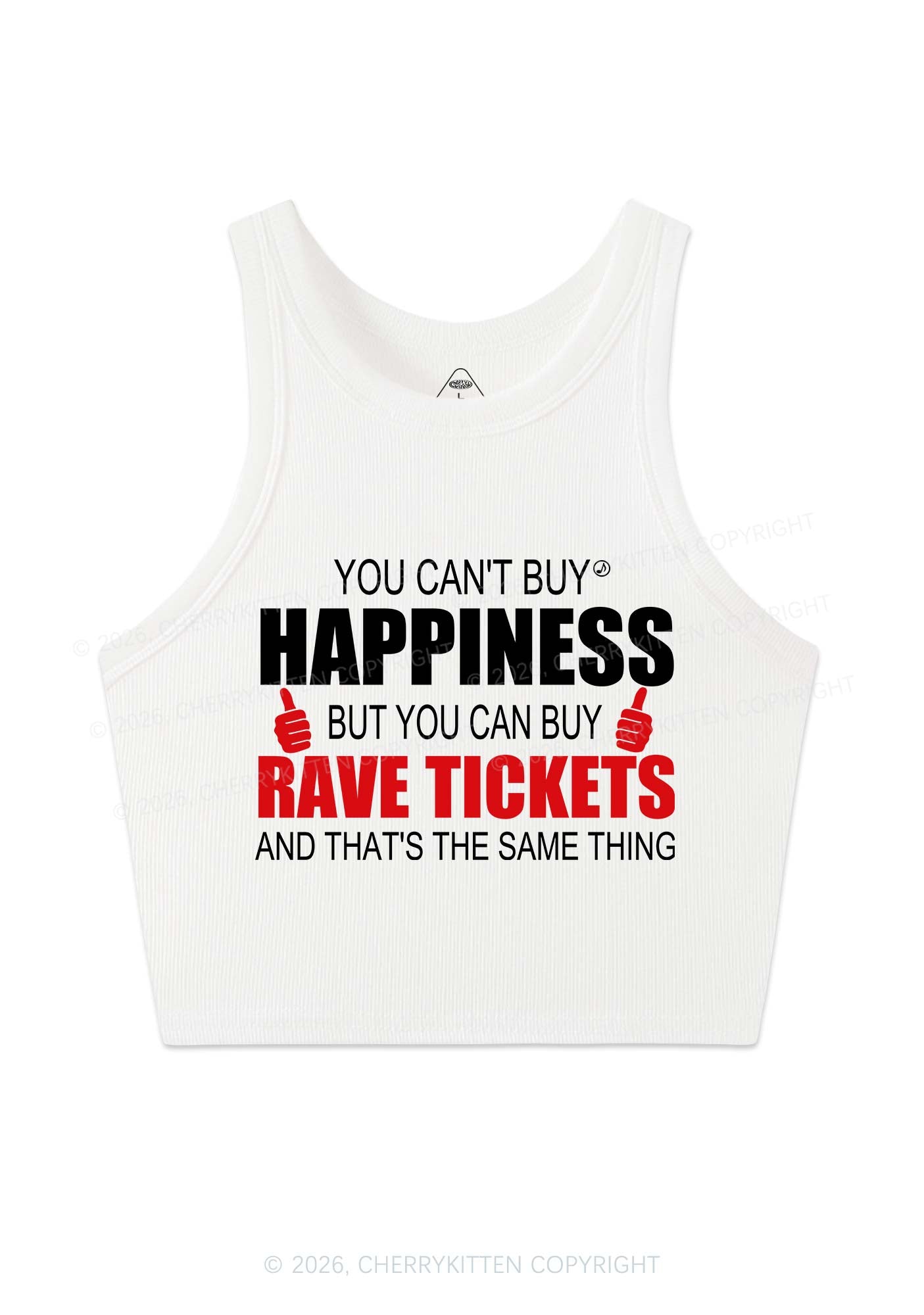 Happiness Rave Tickets Y2K Crop Tank Top Cherrykitten