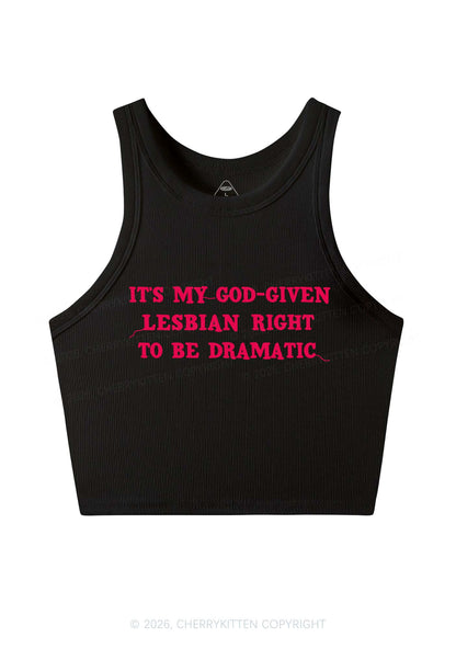 God Given Lesbian Right Pride Y2K Crop Tank Top Cherrykitten