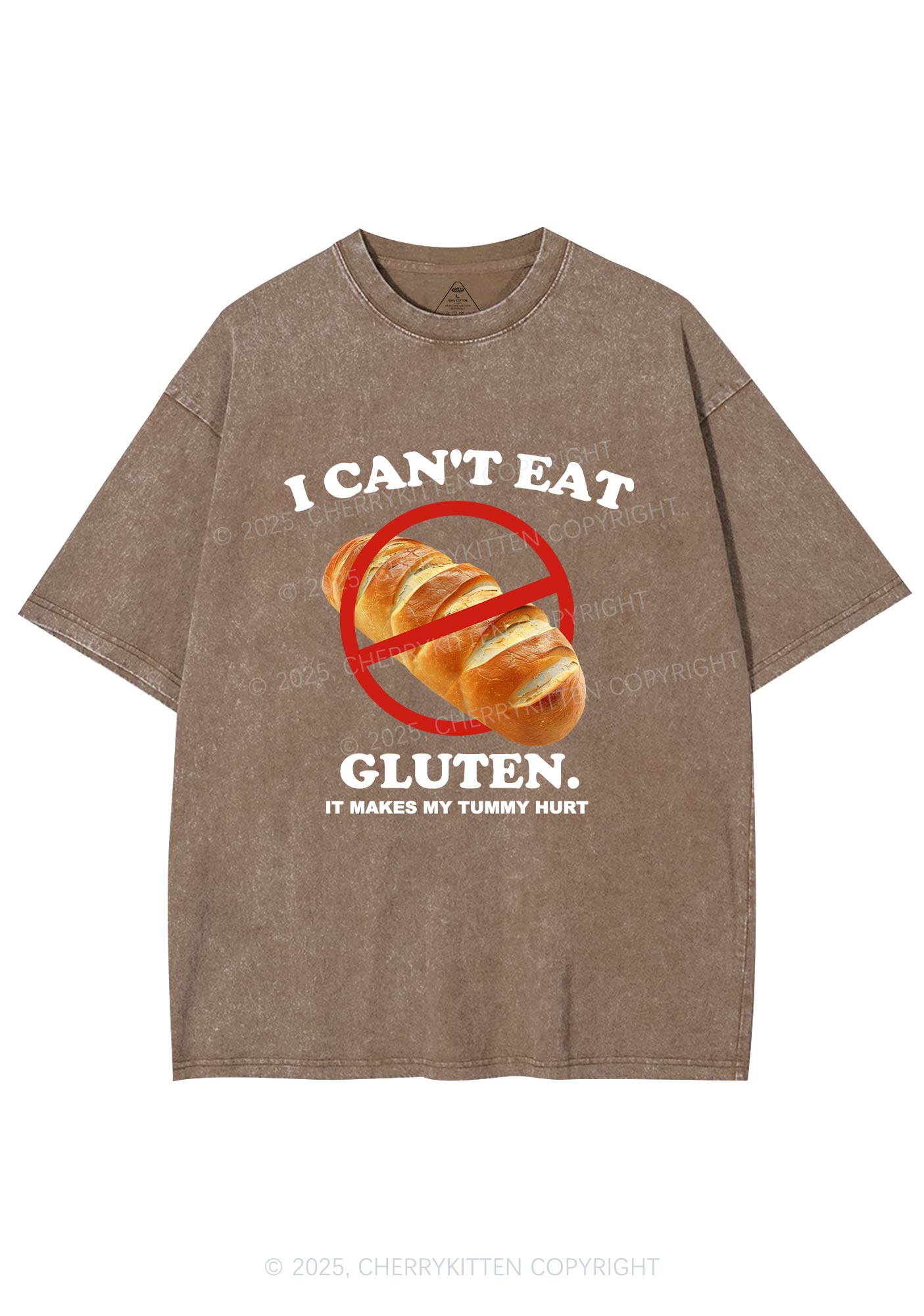 I Cant Eat Gluten Y2K Shirts Washed Tee Cherrykitten