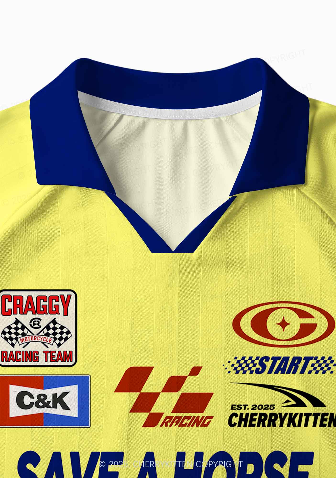 Custom Yellow Ride A Mustache Y2K Sport Long Sleeve Jersey Shirts Cherrykitten