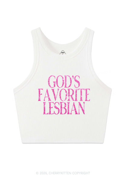 Glitter Gods Favorite Lesbian Pride Y2K Crop Tank Top Cherrykitten