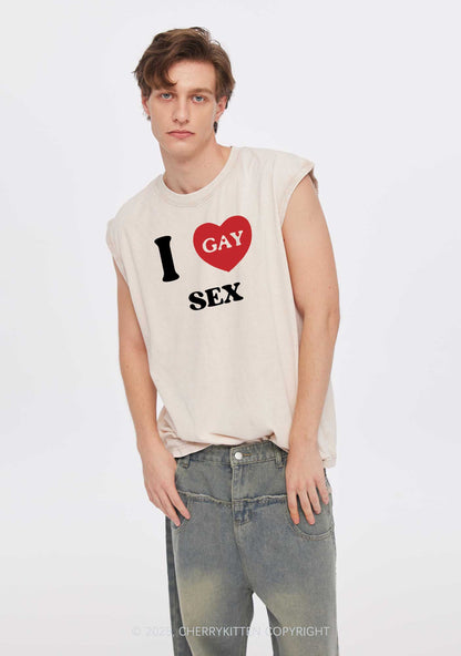 I Love Sx Gay Pride Y2K Washed Muscle Tank Cherrykitten