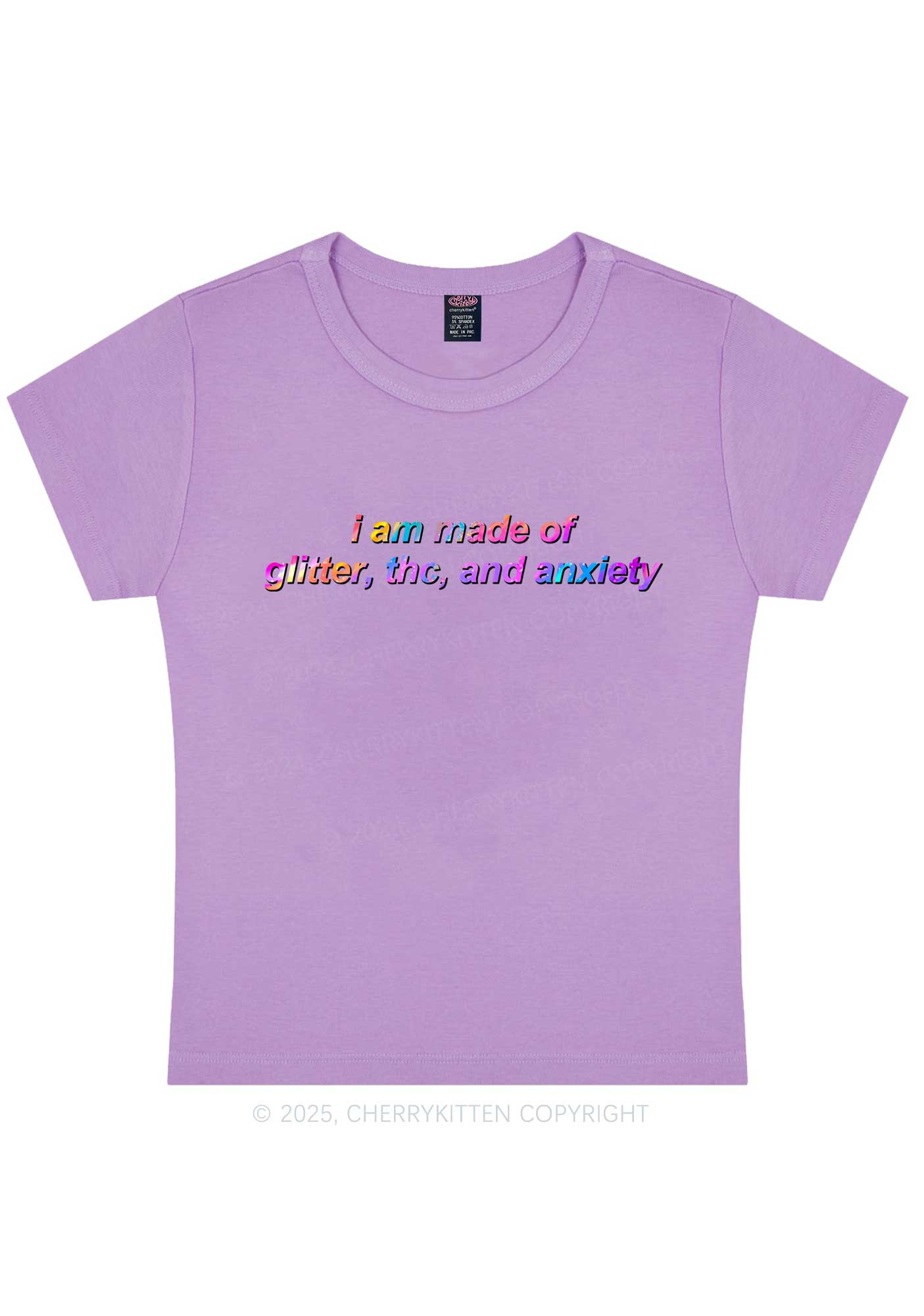 Made Of Glitter And Anxiety Y2K Baby Tee Cherrykitten