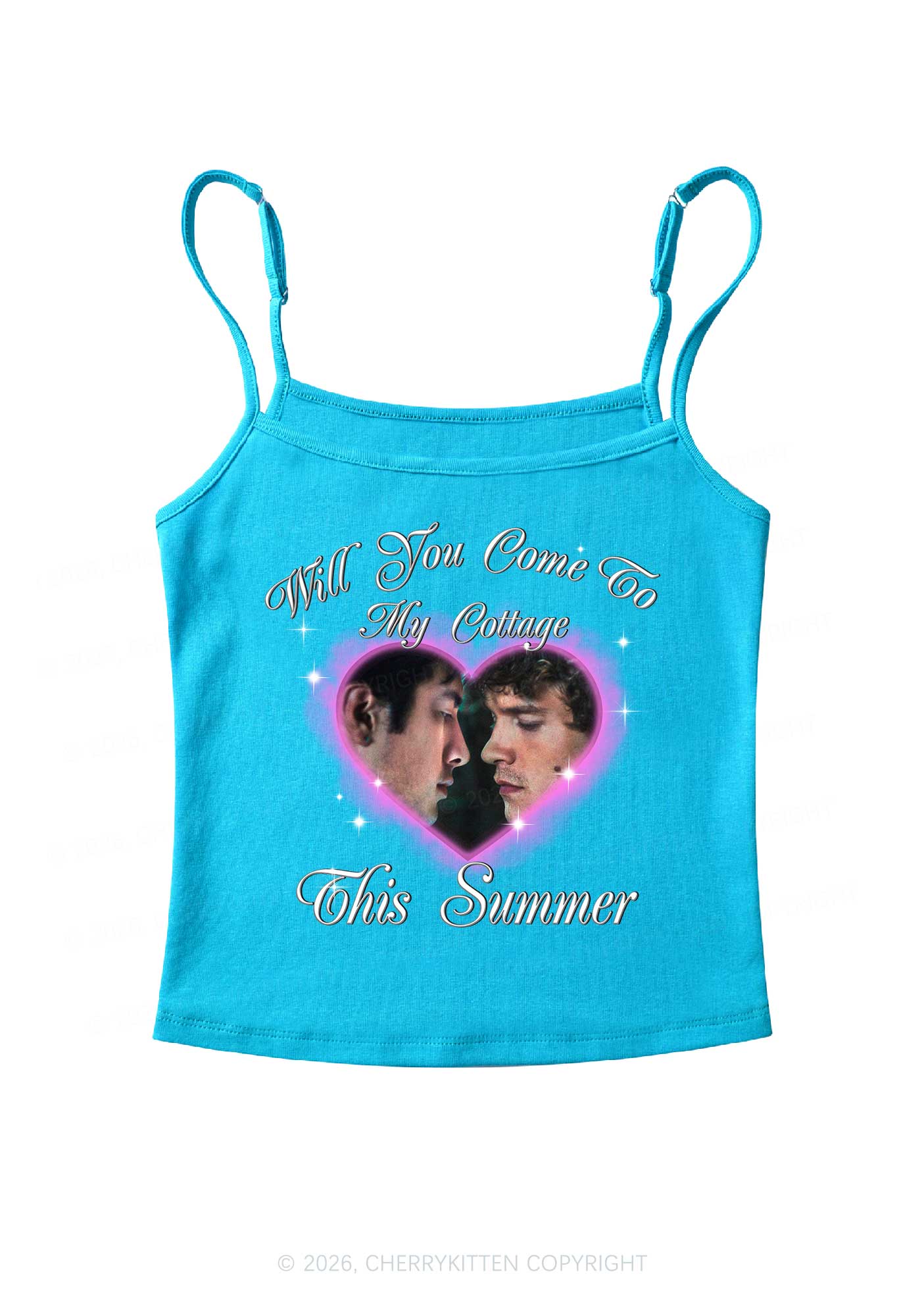 Come To My Cottage This Summer HR Y2K Spaghetti Strap Cami Cherrykitten