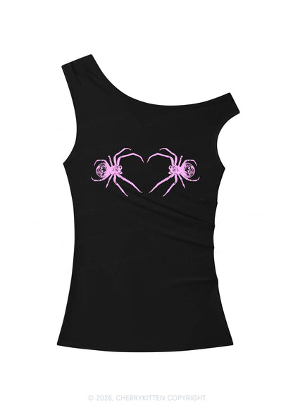 Skull Spider Y2K Off Shoulder Tank Top Cherrykitten