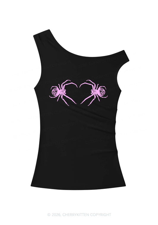Skull Spider Y2K Off Shoulder Tank Top Cherrykitten