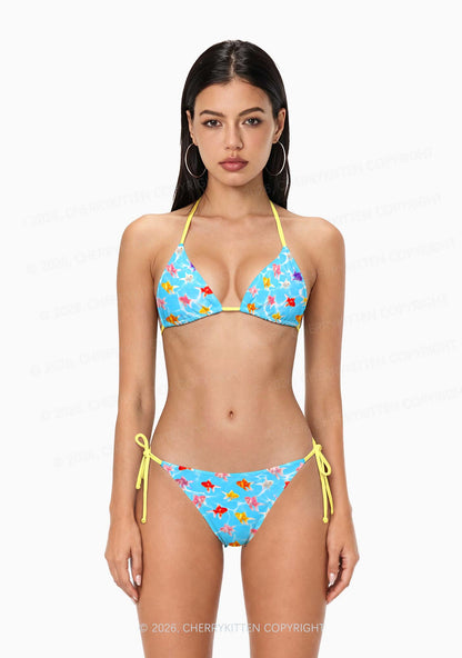 Water Ripple Goldfish Y2K Print Bikini Set Cherrykitten