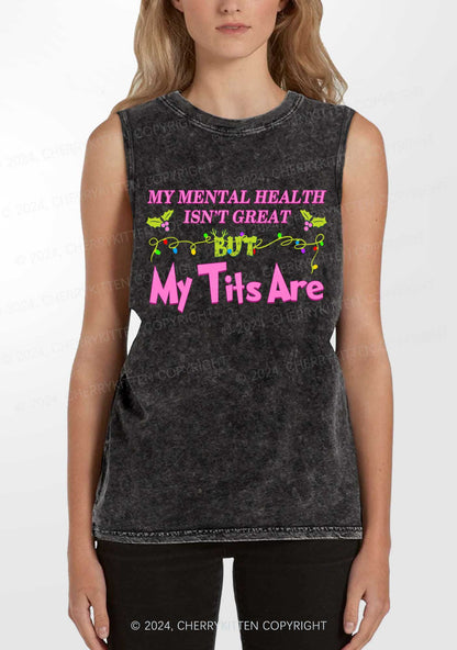 Christmas Mental Health Isn't Great Y2K Washed Tank Cherrykitten