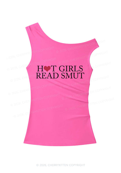Hot Girls Read Smut Y2K Off Shoulder Tank Top Cherrykitten