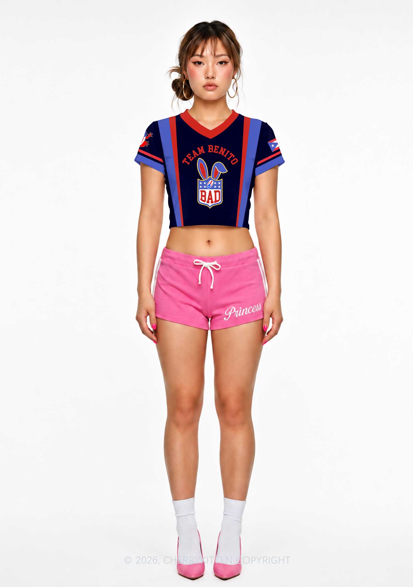 Black Football Bunny Y2K Crop Football Jersey Shirts Cherrykitten