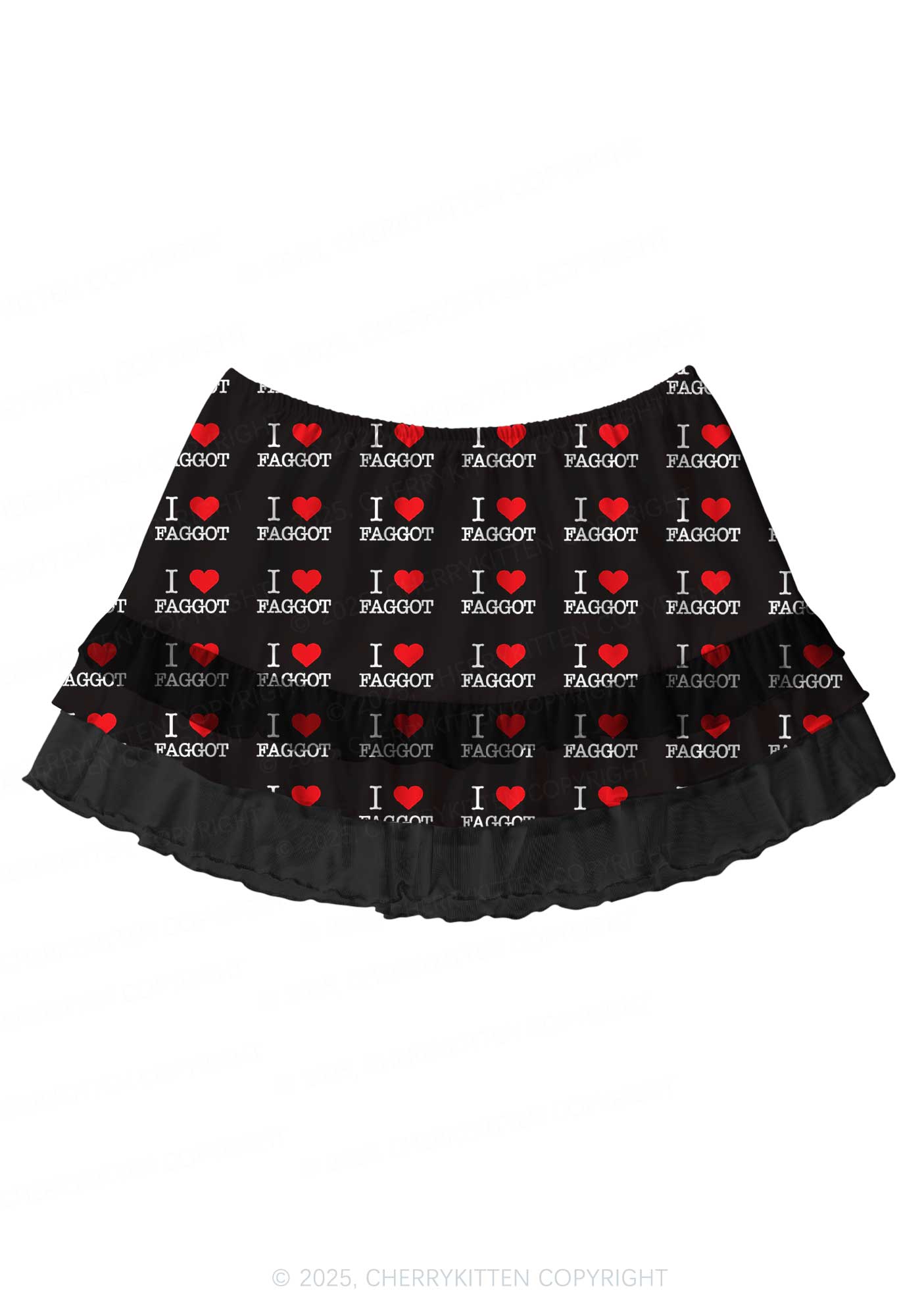 I Love Faggot Valentine's Day Y2K Print Mini Layered Skirt Cherrykitten