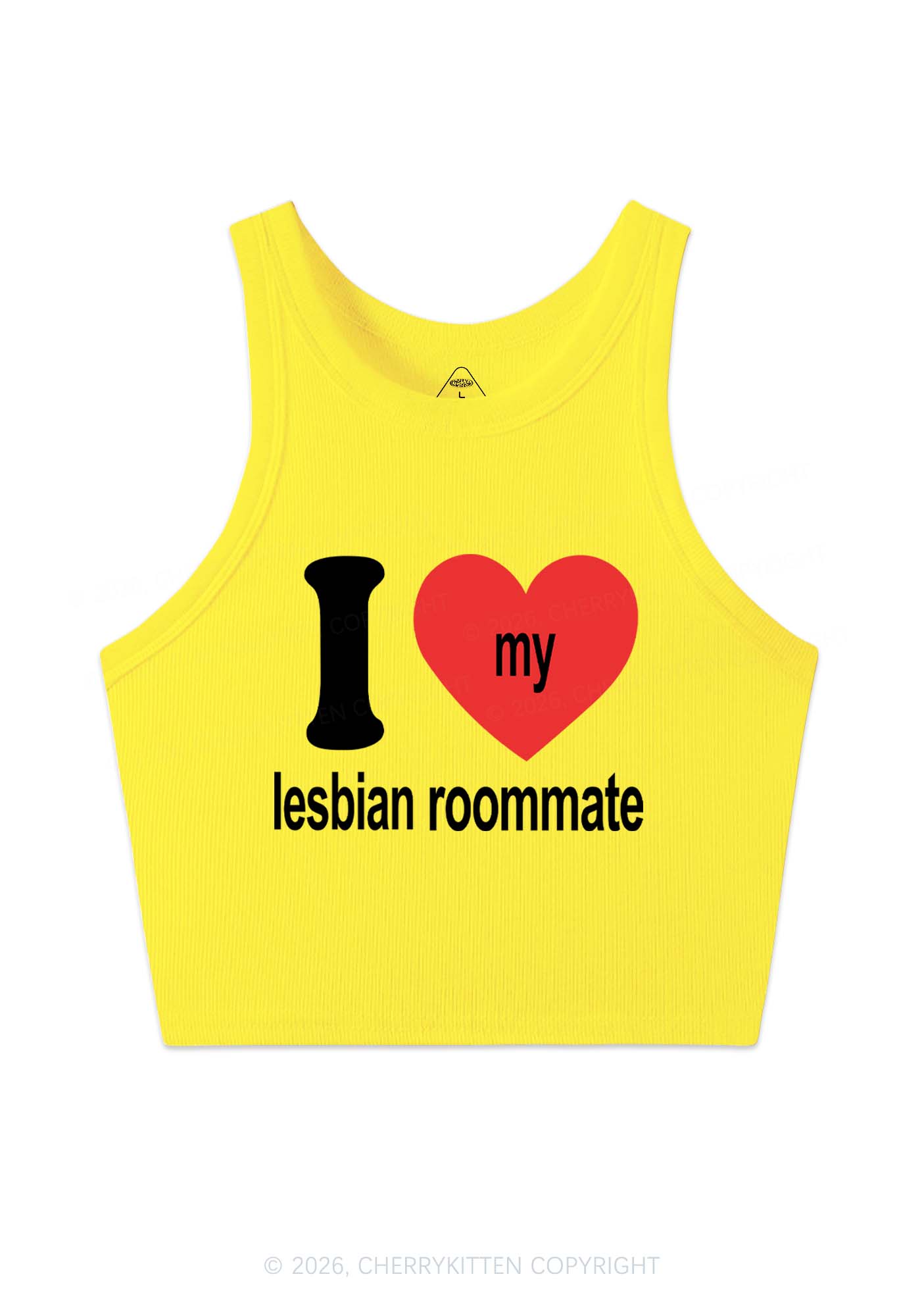 I Love My Lesbian Roommate Pride Y2K Crop Tank Top Cherrykitten