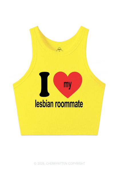 I Love My Lesbian Roommate Pride Y2K Crop Tank Top Cherrykitten