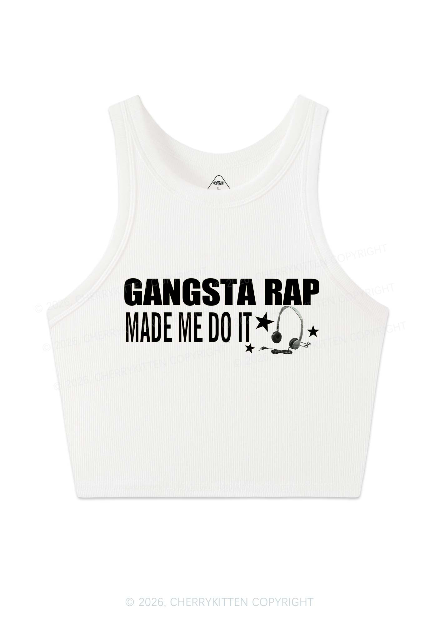Gangsta Rap Made Me Do It Y2K Crop Tank Top Cherrykitten