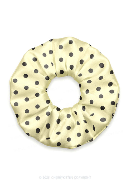 Brown Dots On Yellow Y2K Hair Scrunchie Cherrykitten