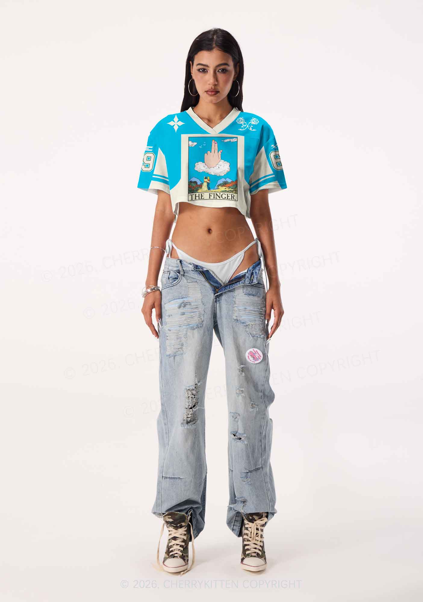 The Lesbians Finger Pride Y2K Crop Sport Jersey Shirts Cherrykitten