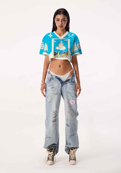 The Lesbians Finger Pride Y2K Crop Sport Jersey Shirts Cherrykitten