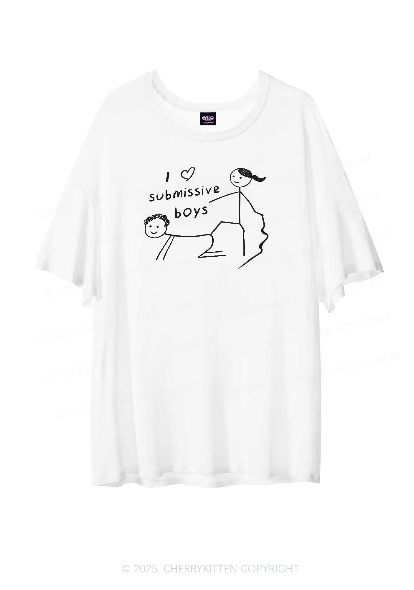 I Love S Boys Y2K Sheer Boyfriend Tee Cherrykitten