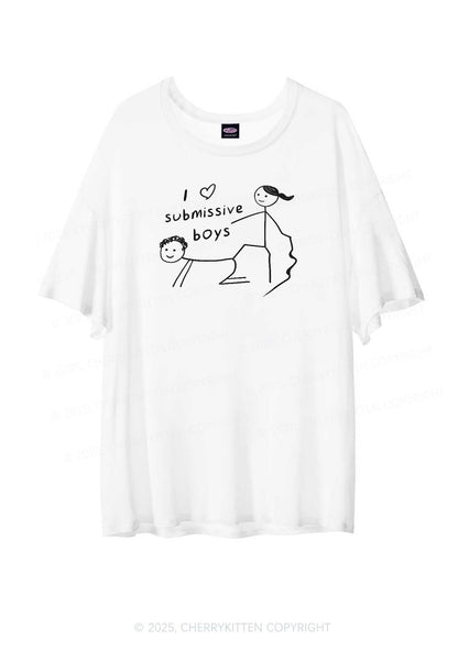 I Love S Boys Y2K Sheer Boyfriend Tee Cherrykitten