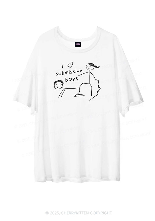 I Love S Boys Y2K Sheer Boyfriend Tee Cherrykitten