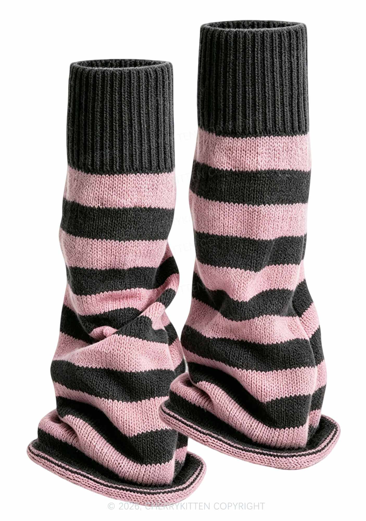 Stripes Knited Y2K Leg Warmers Cherrykitten