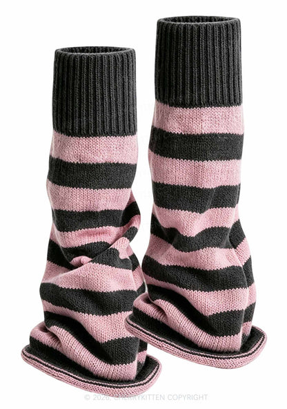 Stripes Knited Y2K Leg Warmers Cherrykitten