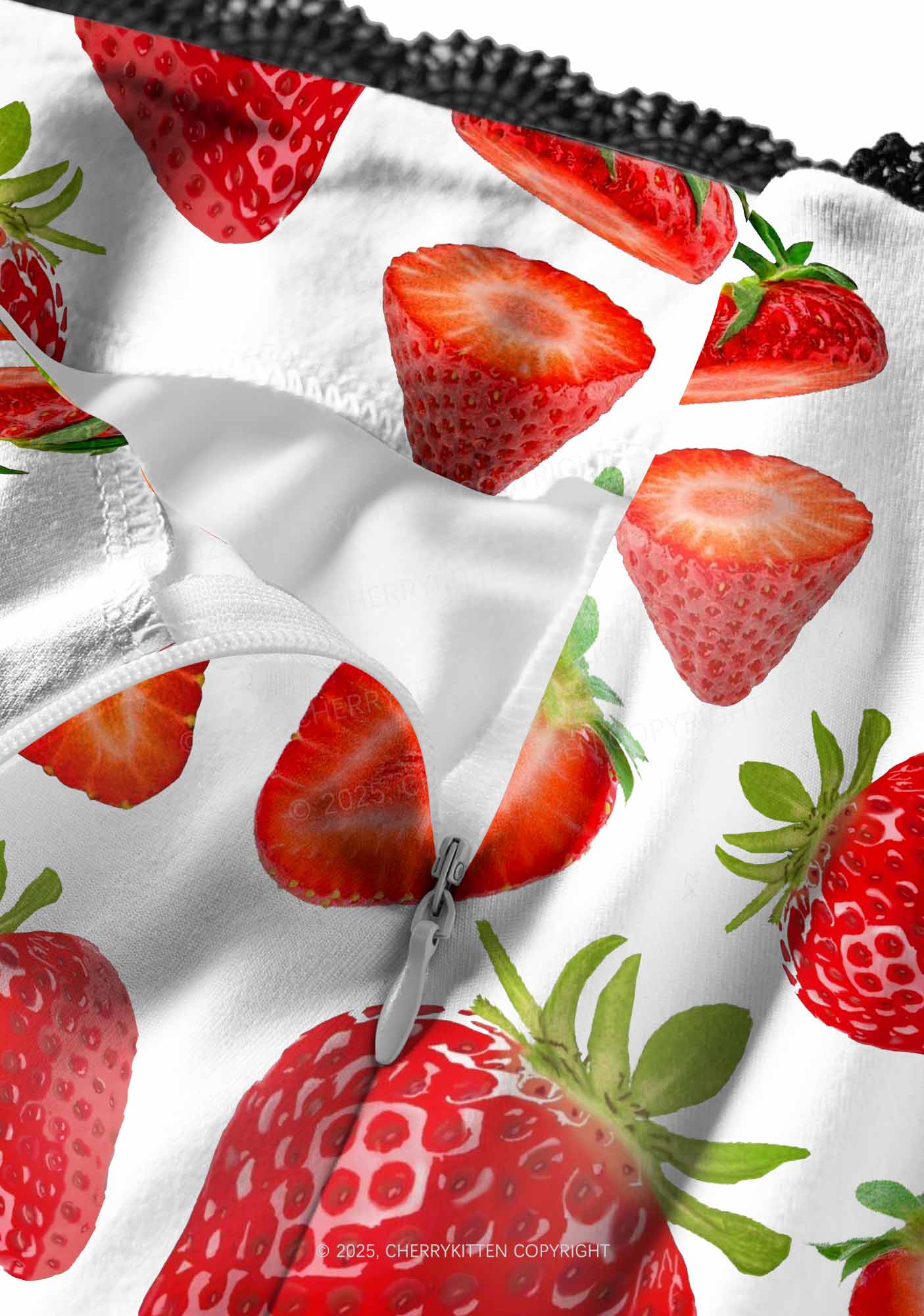 White Strawberry Y2K Print Midi Skirt Cherrykitten