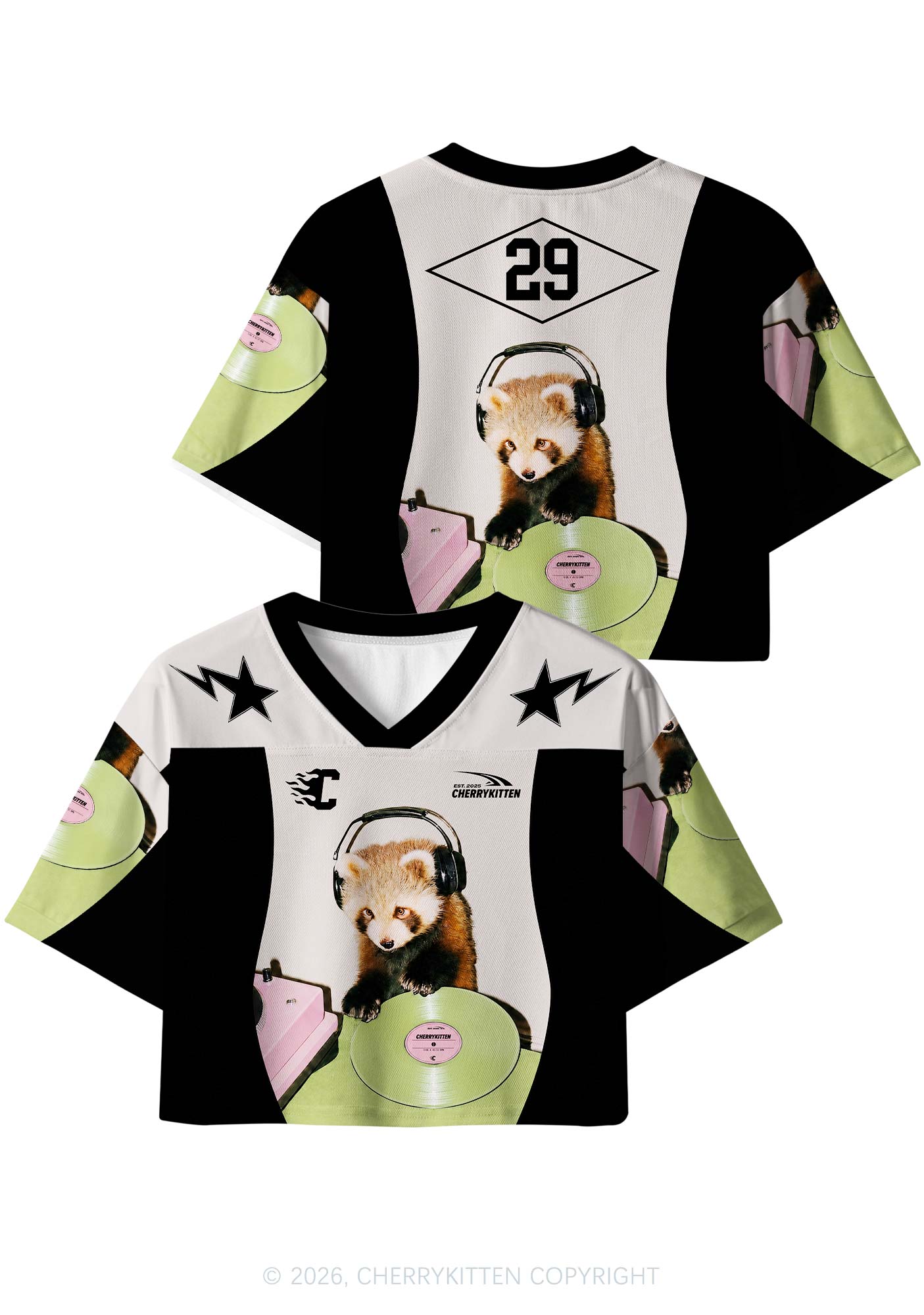 Custom Red Panda DJ Y2K Crop Sport Jersey Shirts Cherrykitten