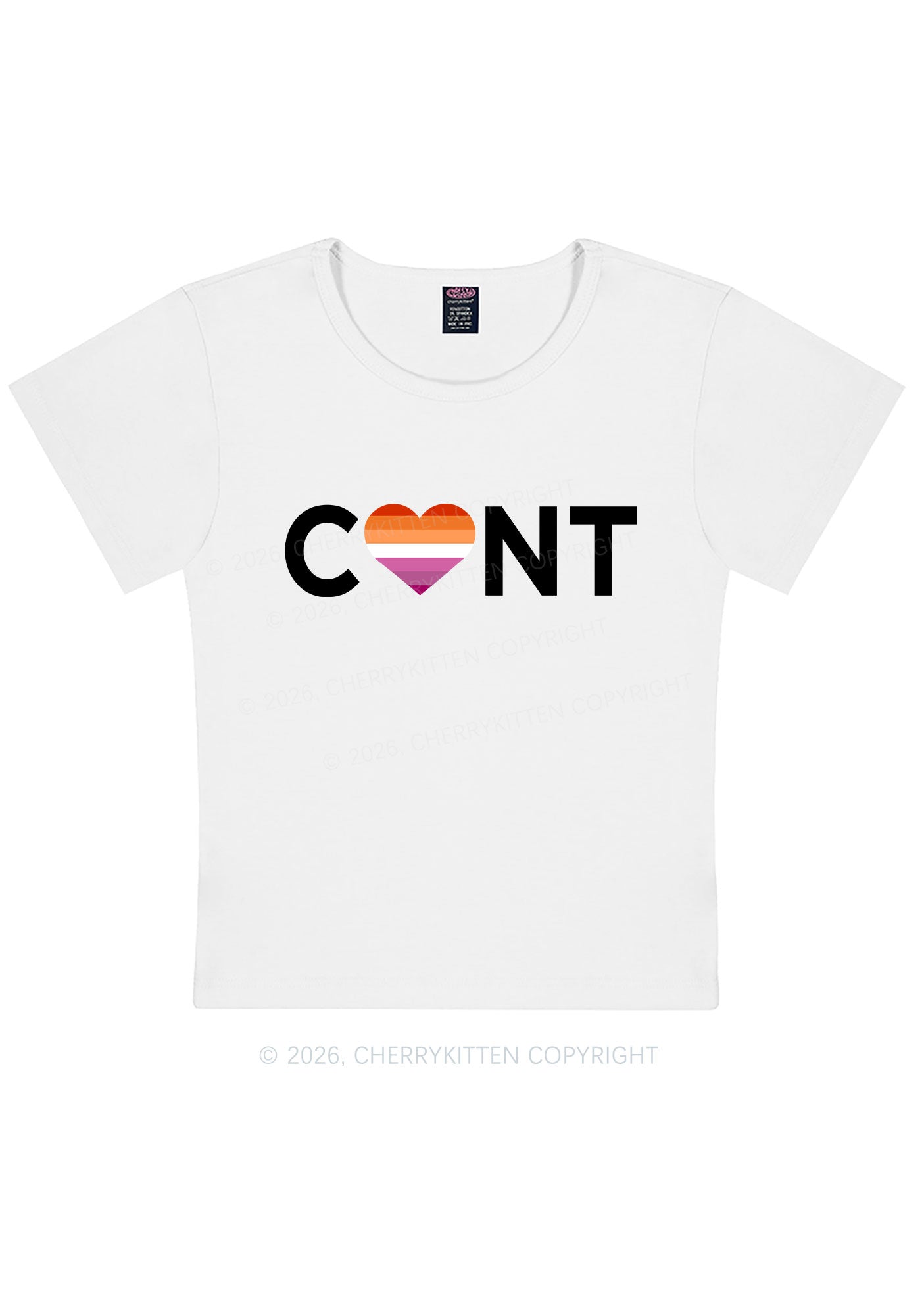 Lesbian Heart Cxxt Pride Y2K Baby Tee Cherrykitten