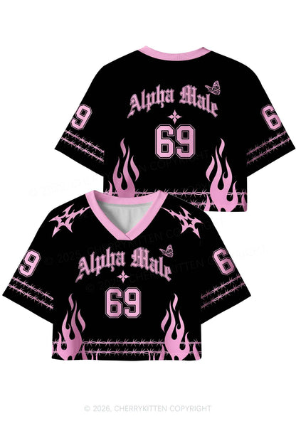 Pink Alpha Male Butterfly Pride Y2K Crop Sport Jersey Shirts Cherrykitten