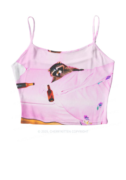 Pink Couch Raccoon Y2K Mesh Cami Tank Cherrykitten