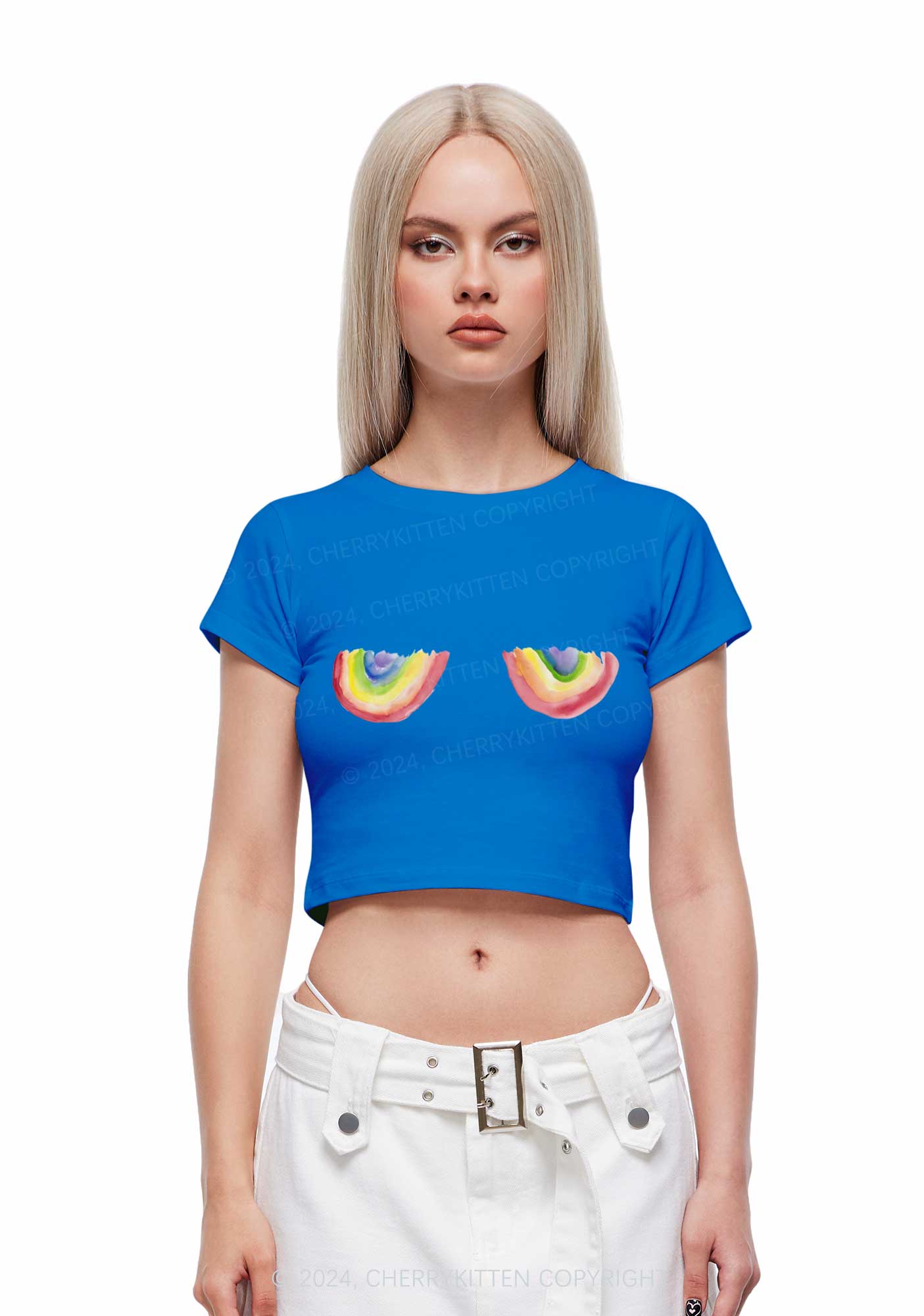 Rainbow Bxxb Y2K Baby Tee Cherrykitten