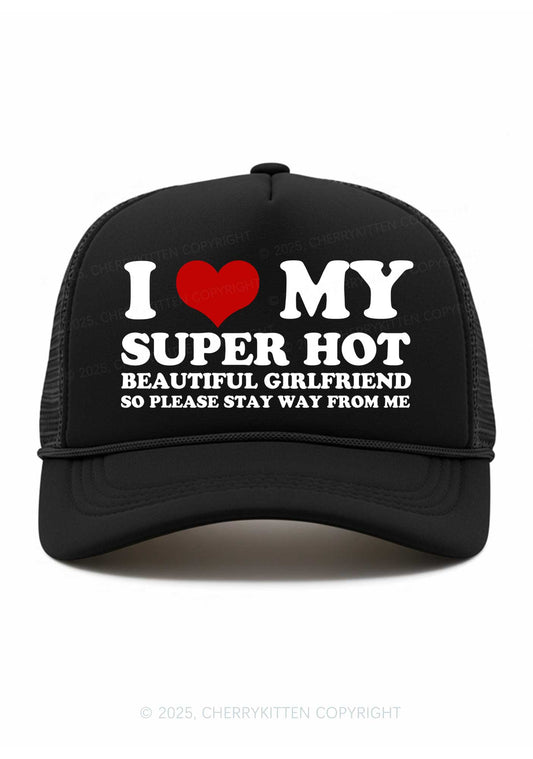 Love My Super Hot GF Valentine's Day Y2K Trucker Hat Cherrykitten