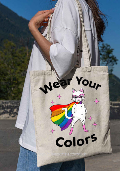 Pride Flag Cat Y2K Canvas Tote Bag Cherrykitten