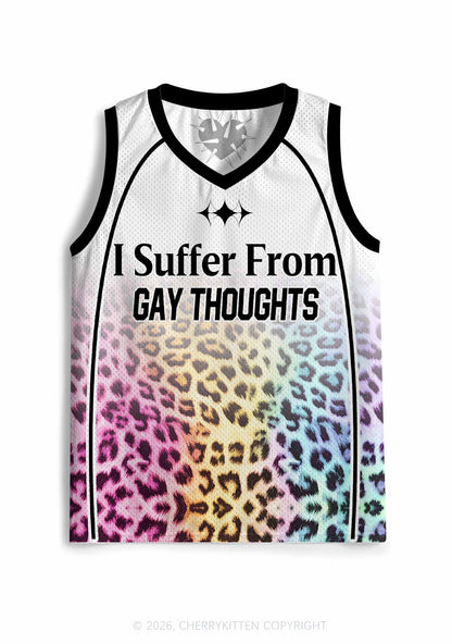 Rainbow Leopard Gay Thoughts Pride Y2K Sport Jersey Tank Cherrykitten