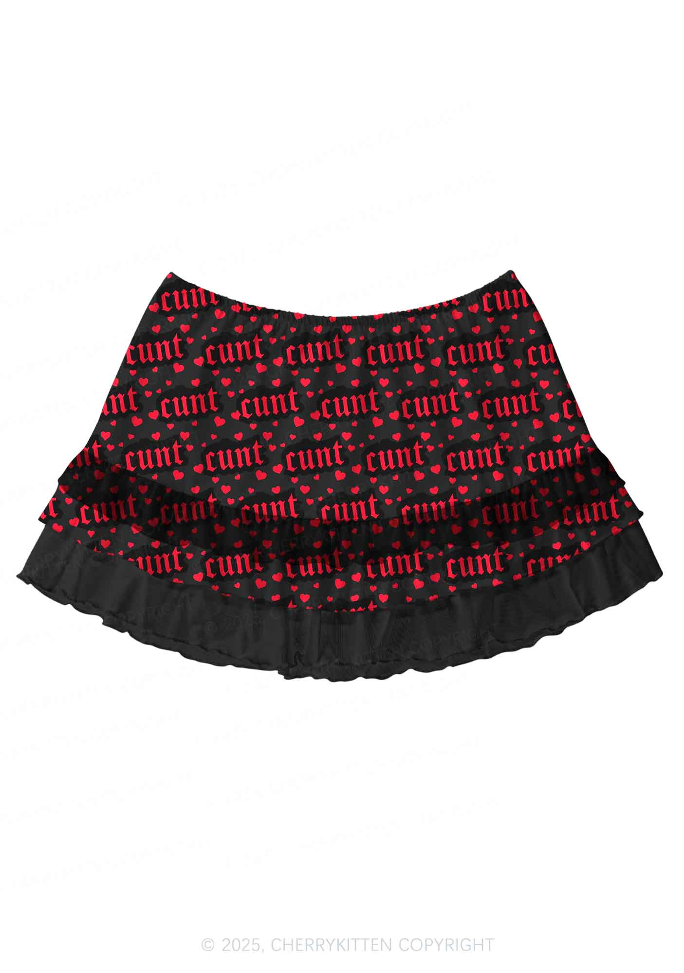 Red Hearts Cxxt Valentine's Day Y2K Print Mini Layered Skirt Cherrykitten