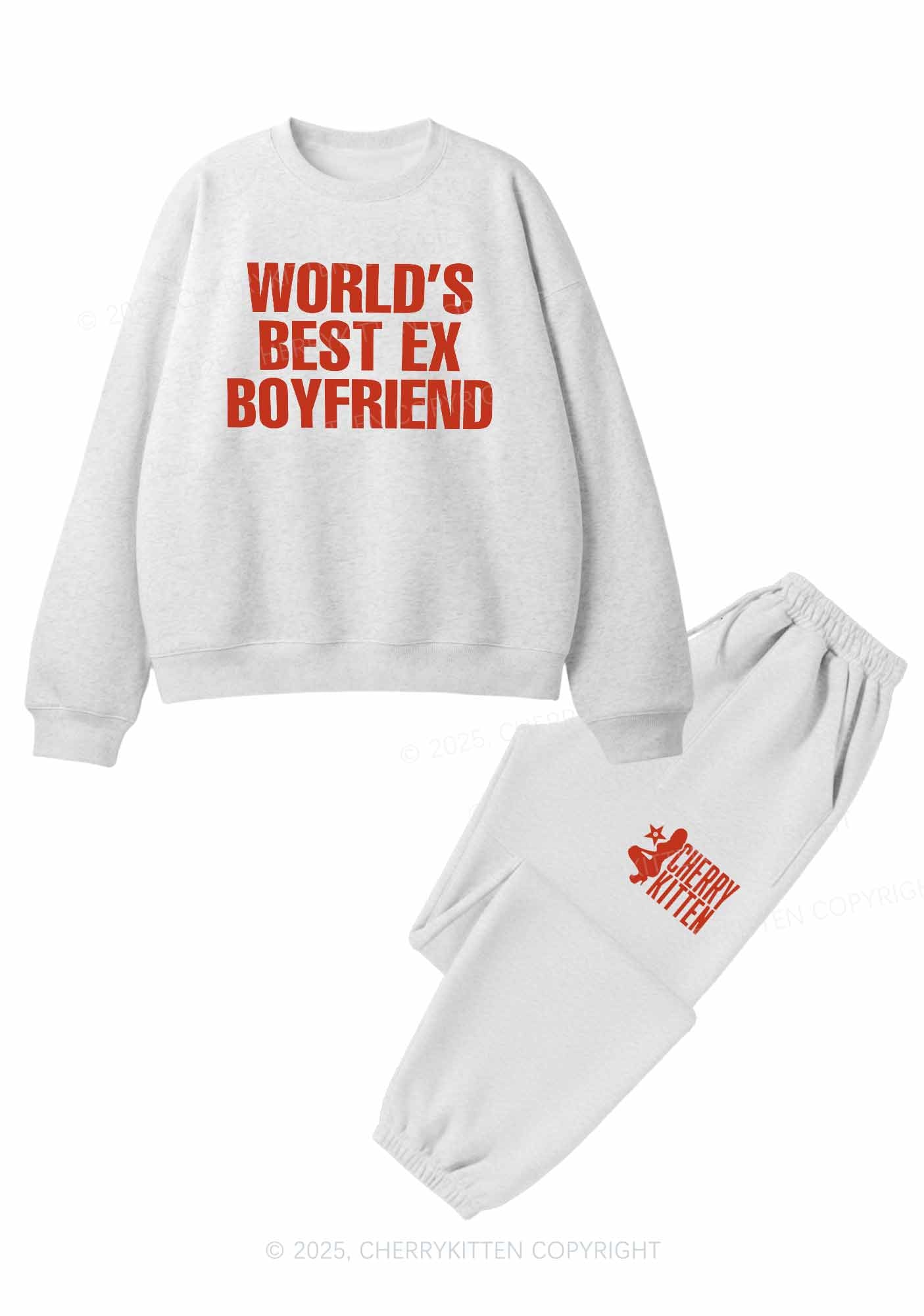 Best Ex Boyfriend Y2K Fleece Sweatshirts Set Cherrykitten