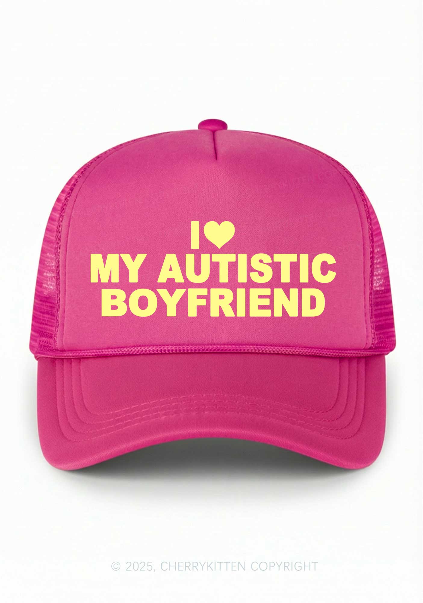 I Love My Autistic GF BF Valentine's Day Y2K Trucker Hat Cherrykitten