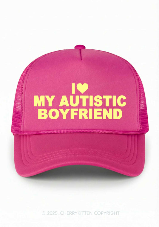 I Love My Autistic GF BF Valentine's Day Y2K Trucker Hat Cherrykitten