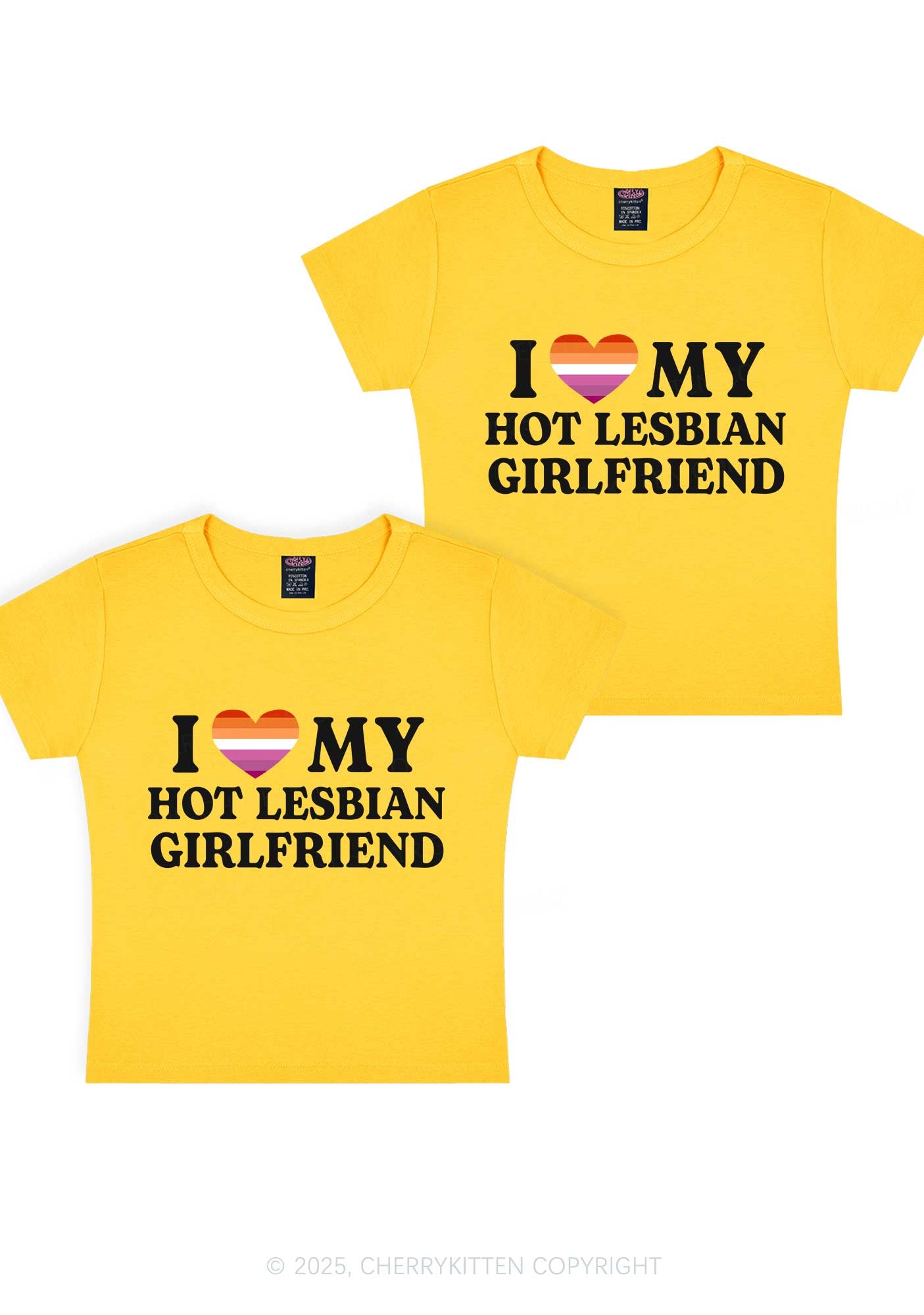 Love My Hot Lesbian GF Y2K Valentine's Day Baby Tee Cherrykitten