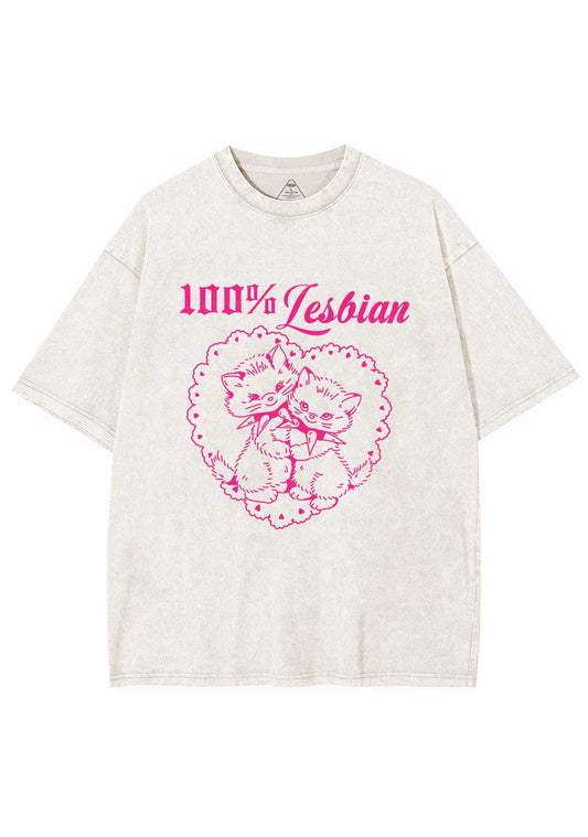 Lesbian Cats Y2K Shirts Washed Tee Cherrykitten