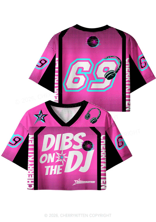 Hot Pink Dibs On The DJ Y2K Crop Sport Jersey Shirts Cherrykitten