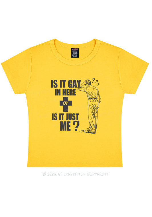 Is It Gay In Here Pride Y2K Baby Tee Cherrykitten