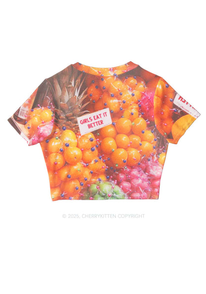 Bisexual Fruit Pride Y2K Mesh Crop Top Cherrykitten