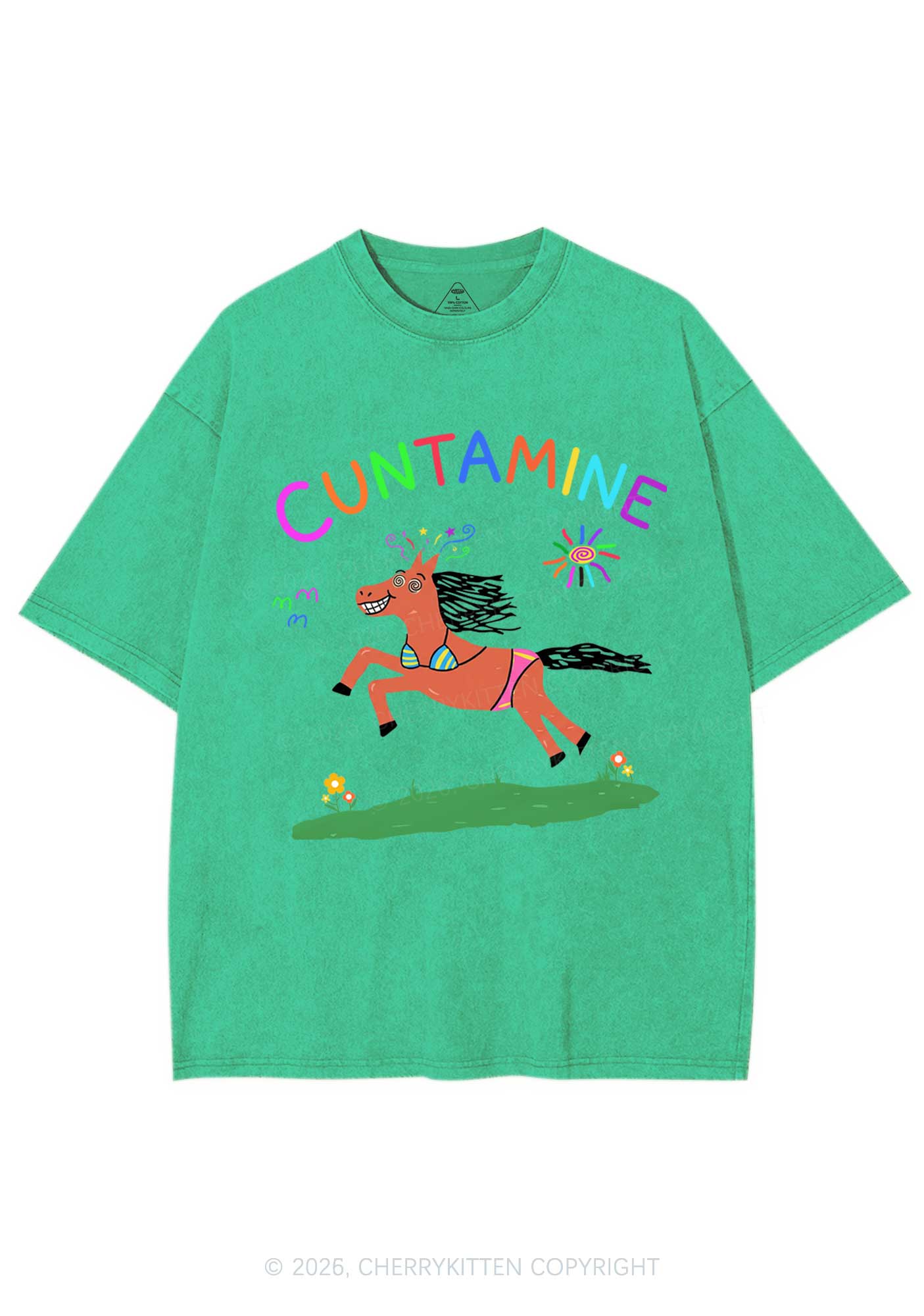 Cxxtamine Pony Y2K Shirts Washed Tee Cherrykitten